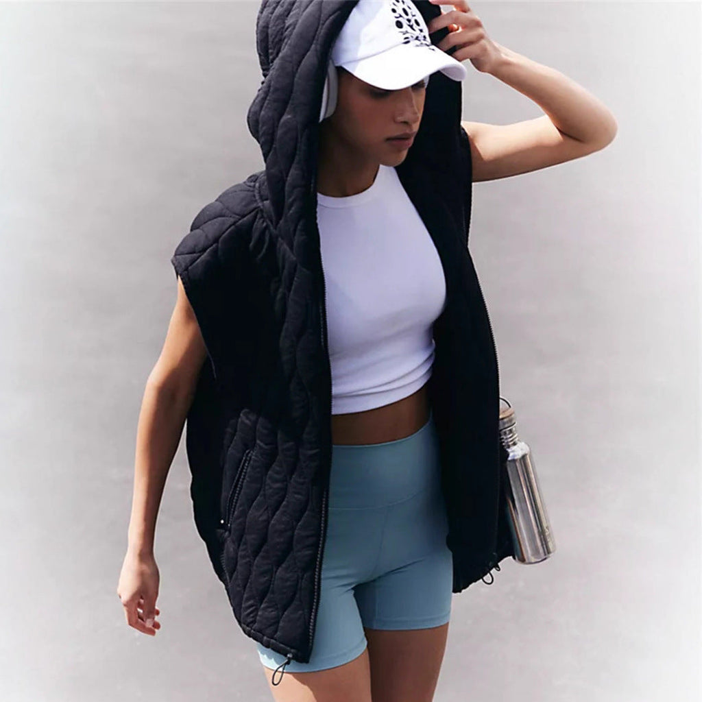 Damen Weste mit Kapuze und leicht gepolstertem Design
