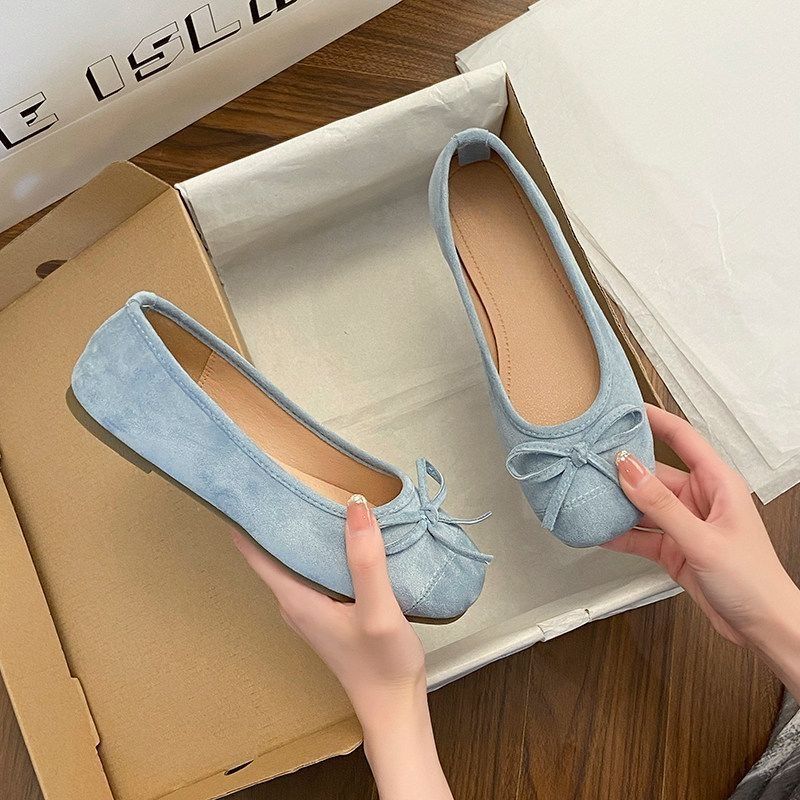 Damen Ballerina-Slipper mit quadratischer Zehenbox, weichem Komfortfußbett und Zierschleife Shop Nory
