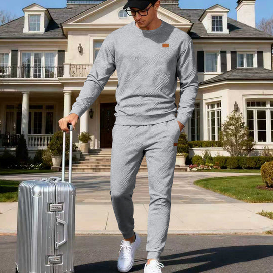 Herren Feinstrukturiertes Lounge-Set mit Rundhals-Pullover & schmaler Jogginghose Shop Nory