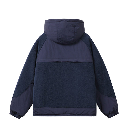 Unisex Boxy-Fleecejacke mit Kapuze und kontrastierenden Nylon-Einsätzen Shop Nory