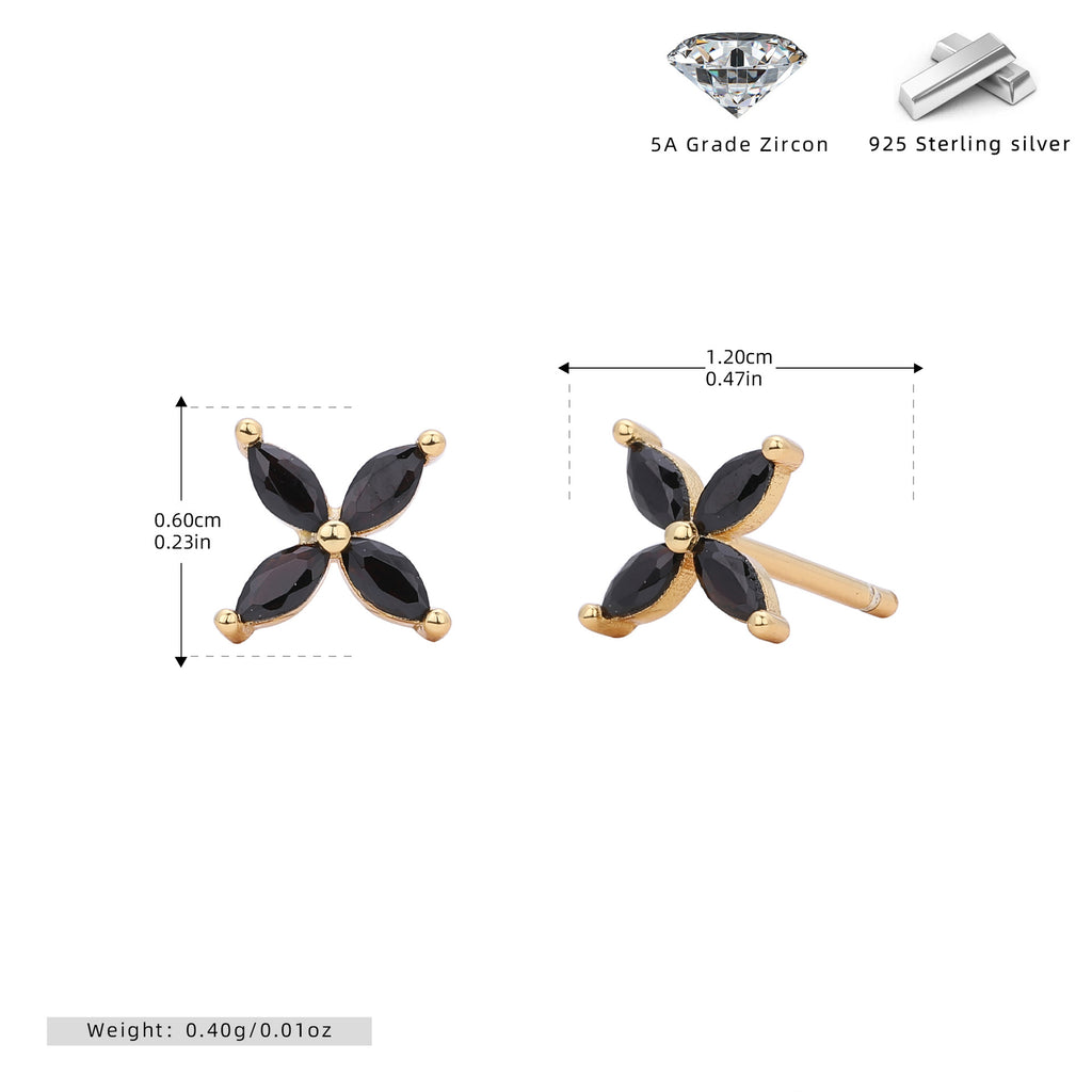 Damen Ohrstecker aus 925 Sterling Silber mit funkelndem Zirkonblüten-Design Shop Nory