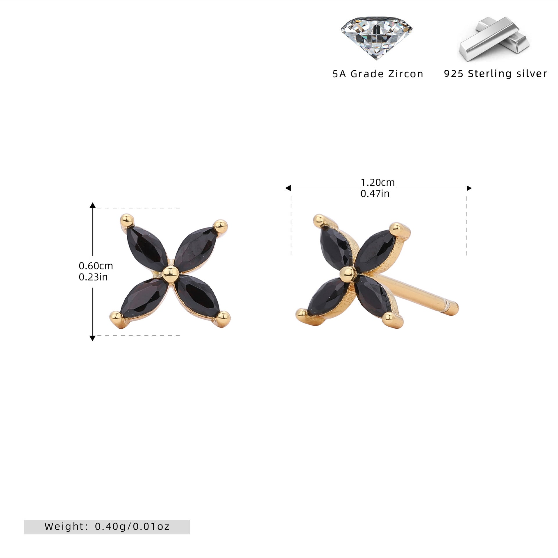 Damen Ohrstecker aus 925 Sterling Silber mit funkelndem Zirkonblüten-Design Shop Nory