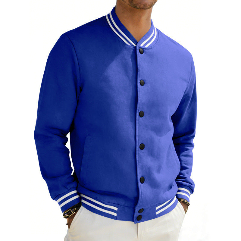 Herren Varsity-Bomberjacke aus Sweat mit gestreiftem Rippkragen Shop Nory