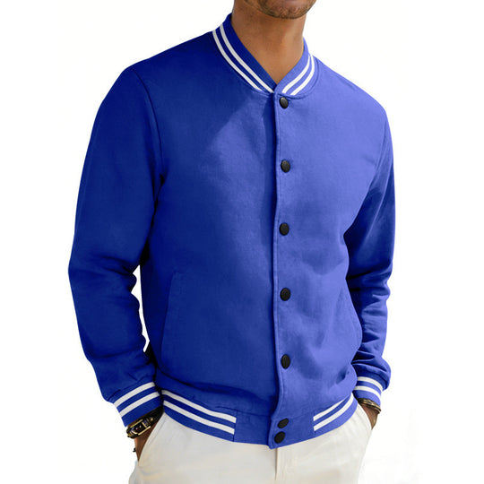 Herren Varsity-Bomberjacke aus Sweat mit gestreiftem Rippkragen Shop Nory