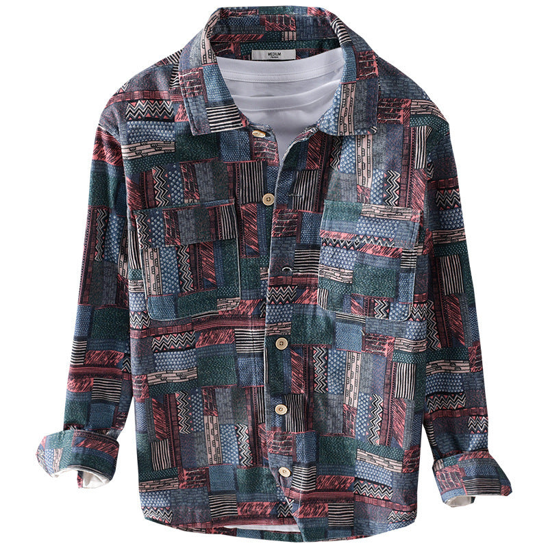 Herren Overshirt im Patchwork-Look mit aufgesetzten Brusttaschen Shop Nory