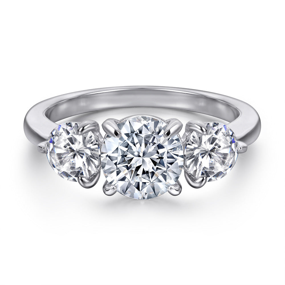 Damen Eleganter Diamantring mit drei funkelnden Steinen Shop Nory