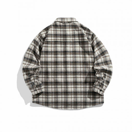 Unisex Karo-Flanell-Overshirt mit kastigem Schnitt und aufgesetzter Brusttasche Shop Nory
