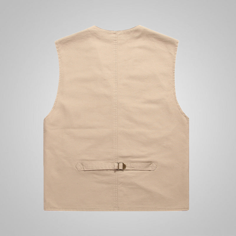 Herren Baumwoll-Canvas-Utility-Weste mit gestreiftem Innenfutter und aufgesetzten Taschen Shop Nory