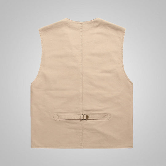 Herren Baumwoll-Canvas-Utility-Weste mit gestreiftem Innenfutter und aufgesetzten Taschen Shop Nory