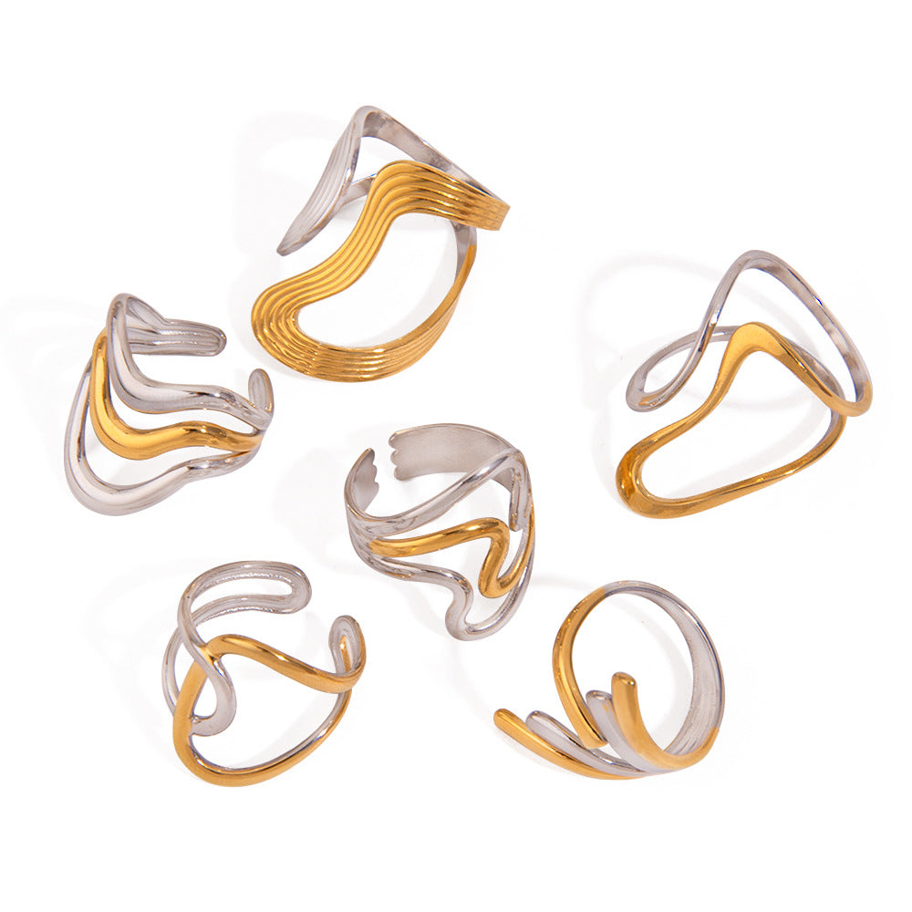 Damen Offenes Armband mit elegantem geschwungenem Design aus hypoallergenem Edelstahl Shop Nory