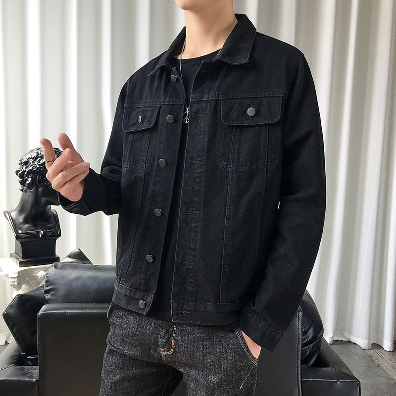 Herren schmal geschnittene Denim-Truckerjacke mit minimalistischer Nahtführung Shop Nory