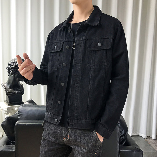 Herren schmal geschnittene Denim-Truckerjacke mit minimalistischer Nahtführung Shop Nory