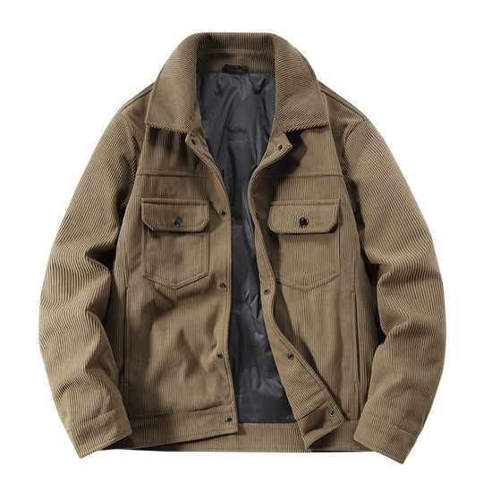 Herren Kordjacke mit gestepptem Innenfutter, zwei Brusttaschen und Druckknopfverschluss Shop Nory