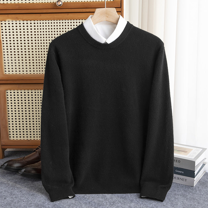 Herren Schlichter Rundhals-Feinstrickpullover kaschmirähnliche Haptik mit gerippten Abschlüssen Shop Nory