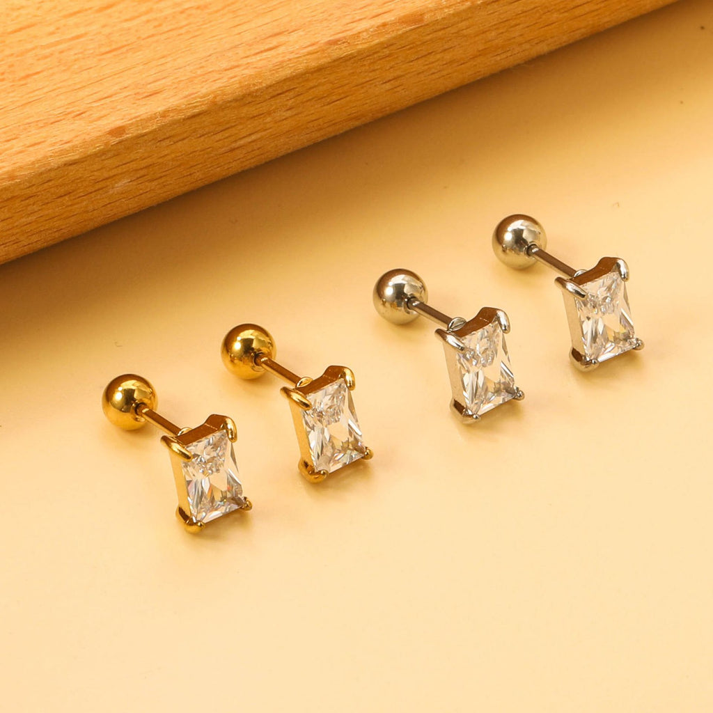 Damen Ohrstecker mit rechteckigem Zirkonia-Design Shop Nory
