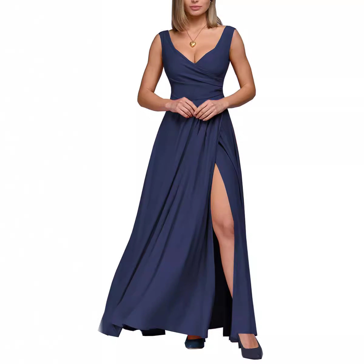 Damen Maxikleid mit elegantem Wickeldesign und seitlichem Schlitz