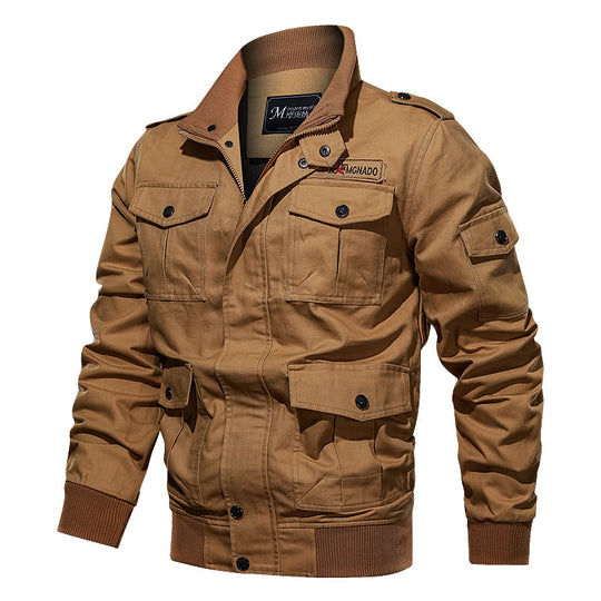Herren Robust geschnittene Canvas-Fieldjacke mit Epauletten, Mehrfachtaschen und geripptem Abschluss Shop Nory