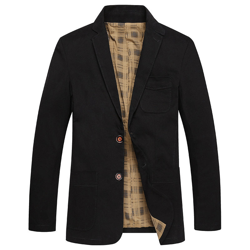 Herren legeres Canvas-Sakko mit aufgesetzten Taschen und kariertem Innenfutter Shop Nory