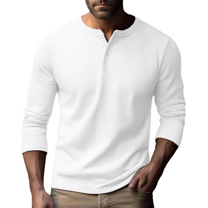 Herren Langarm-Henley-Shirt aus atmungsaktivem Baumwollmix