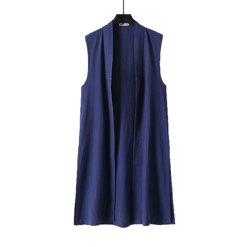 Damen Ärmellose lange Weste mit Stehkragen und dekorativem Knebelverschluss Shop Nory
