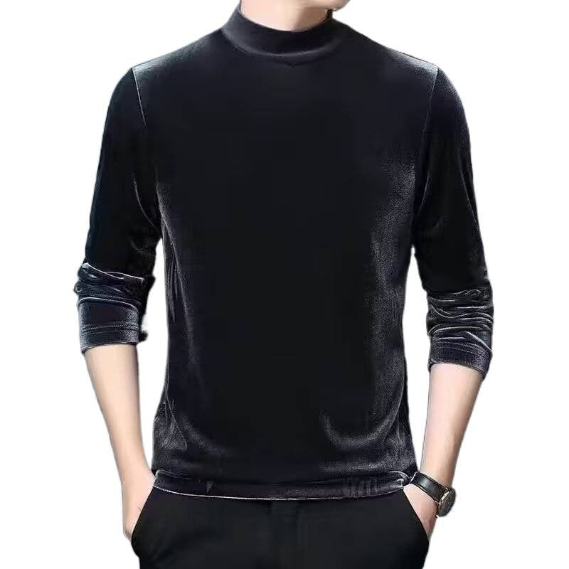 Herren Feiner Samt-Halbrollkragenpullover Slim-Fit Shop Nory