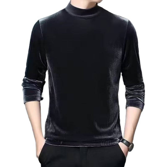 Herren Feiner Samt-Halbrollkragenpullover Slim-Fit Shop Nory