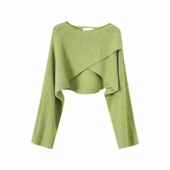 Damen lässiger Cropped-Pullover mit asymmetrischem Schnitt und strukturierter Oberfläche