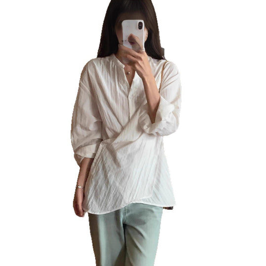 Damen Wickelbluse mit geraffter Taille und Ballonärmeln Shop Nory