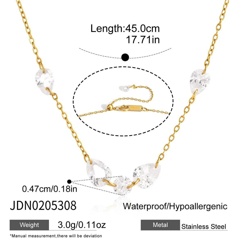 Damen Kette mit funkelnden Tropfenanhängern aus hypoallergenem Edelstahl Shop Nory
