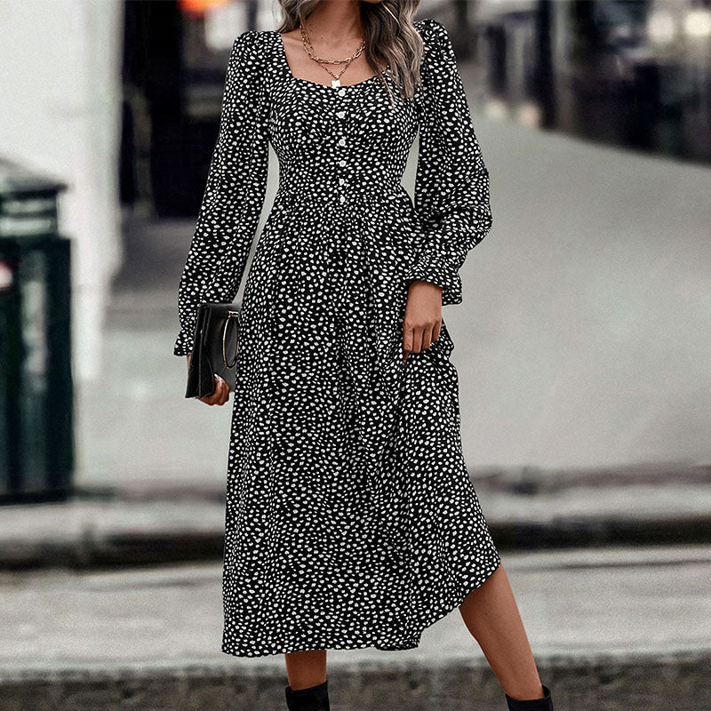 Damen Midikleid mit eckigem Ausschnitt, taillierter Smokpassform und Knopfleiste Shop Nory