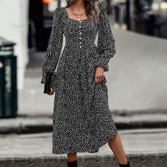 Damen Midikleid mit eckigem Ausschnitt, taillierter Smokpassform und Knopfleiste Shop Nory