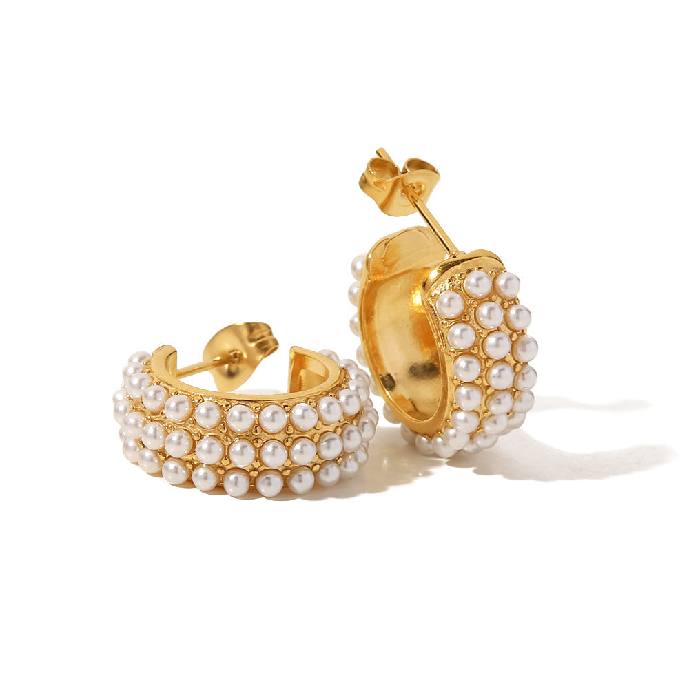 Damen Creolen mit Perlenverzierungen und elegantem Goldfinish Shop Nory