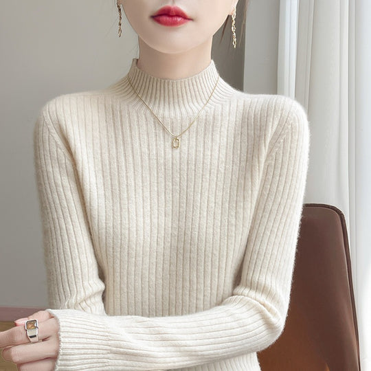 Damen Schmaler Rippenstrick-Mockneck mit extraweicher Kaschmir-Optik Shop Nory