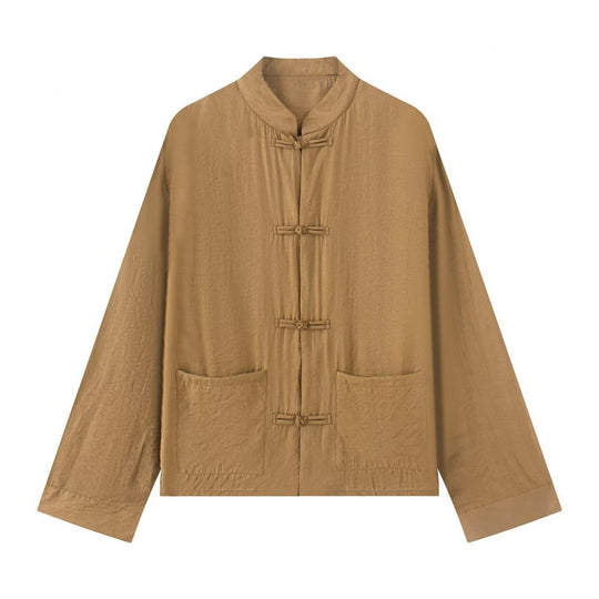 Unisex Leichte Baumwoll-Tunika mit Stehkragen und traditioneller Froschknopf‑Verschluss Shop Nory