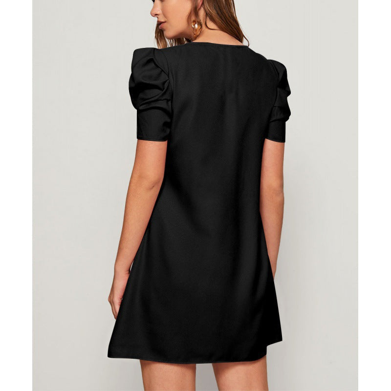 Damen Kurzärmeliges Minikleid mit Puffärmeln und A-Linie