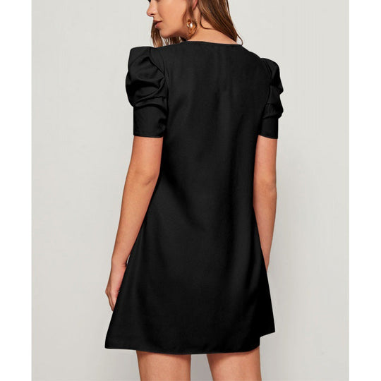 Damen Kurzärmeliges Minikleid mit Puffärmeln und A-Linie