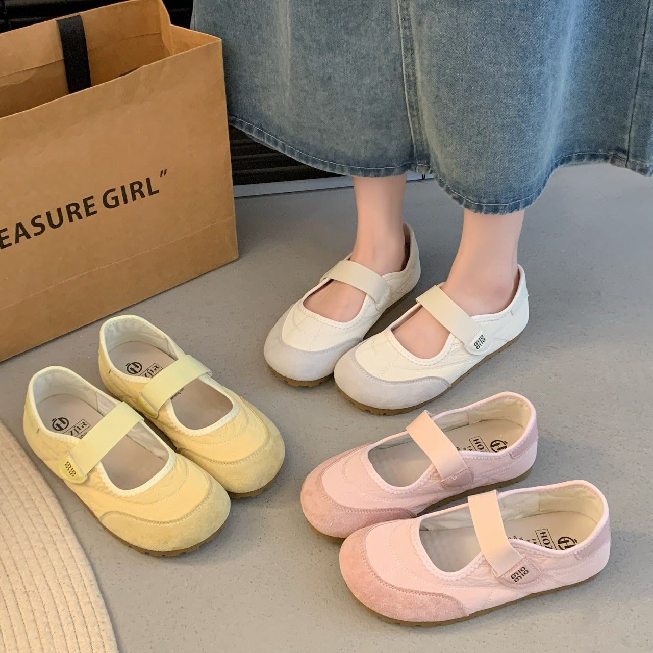 Damen Komfortable Ballerina-Schuhe mit herausnehmbarer Sohle
