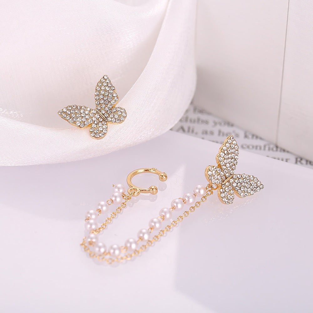 Damen Ohrringe mit funkelndem Schmetterlingsdesign und eleganter Kette Shop Nory