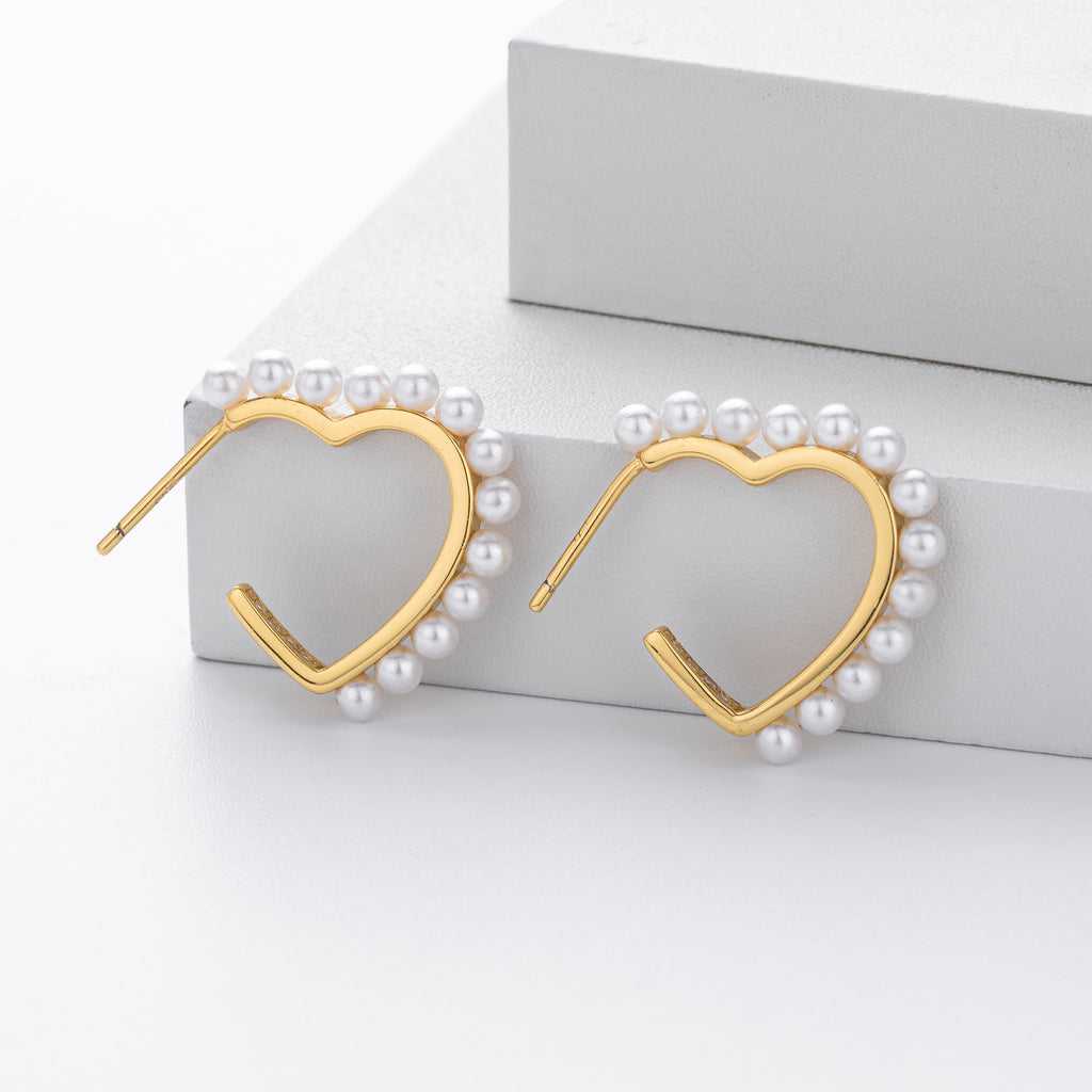 Damen Creolen mit Perlenbesatz und funkelnden Zirkonsteinen Shop Nory