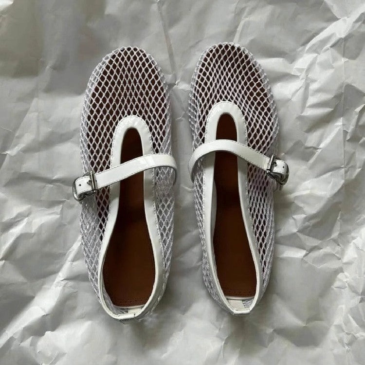 Damen Atmungsaktive Mary‑Jane‑Ballerinas mit Netz‑Mesh‑Obermaterial und verstellbarem Schnallenriemen Shop Nory