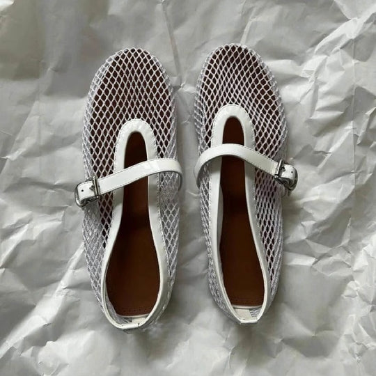 Damen Atmungsaktive Mary‑Jane‑Ballerinas mit Netz‑Mesh‑Obermaterial und verstellbarem Schnallenriemen Shop Nory