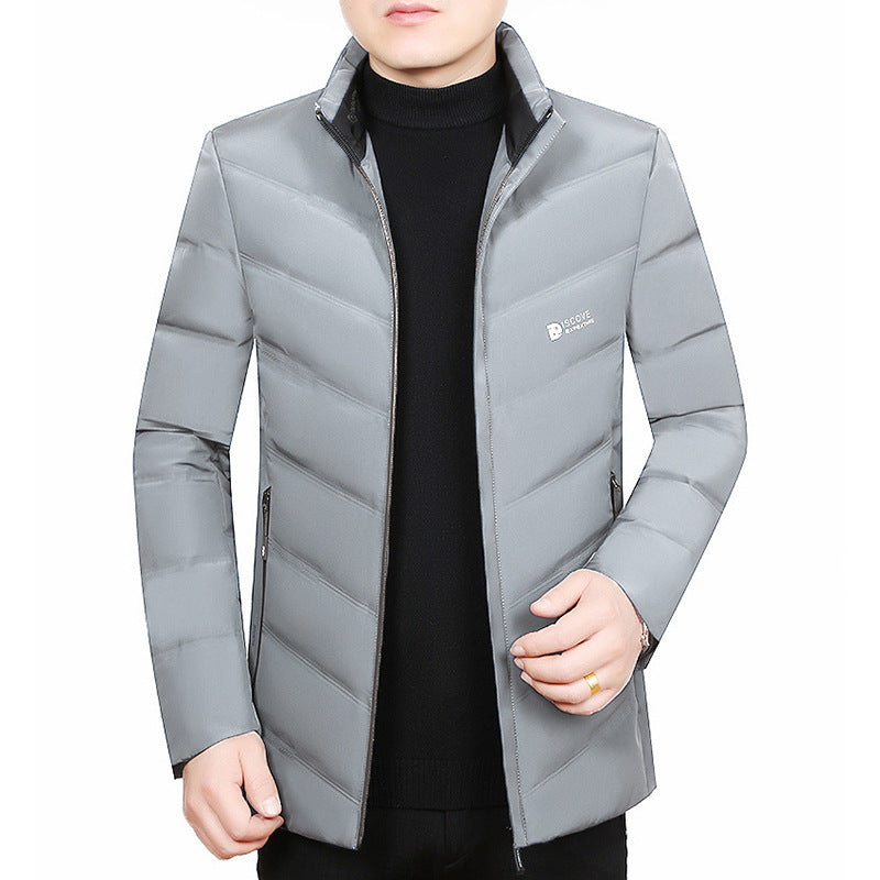 Herren Slim-Fit Reisesteppjacke mit Stehkragen und Chevron-Steppung Shop Nory