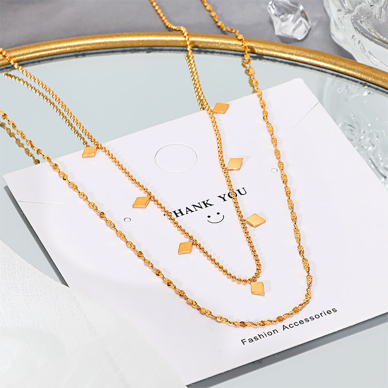 Damen Halskette mit funkelnden geometrischen Anhängern Shop Nory