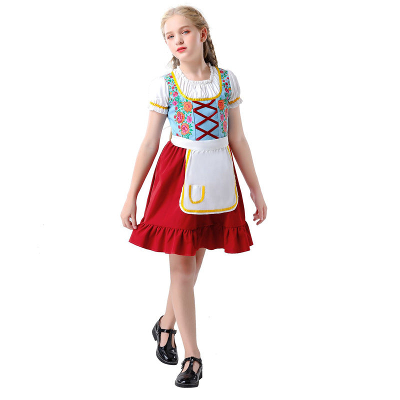 Damen nan traditionelles Dirndlkleid für Kinder mit Schürze und floraler Stickerei Shop Nory