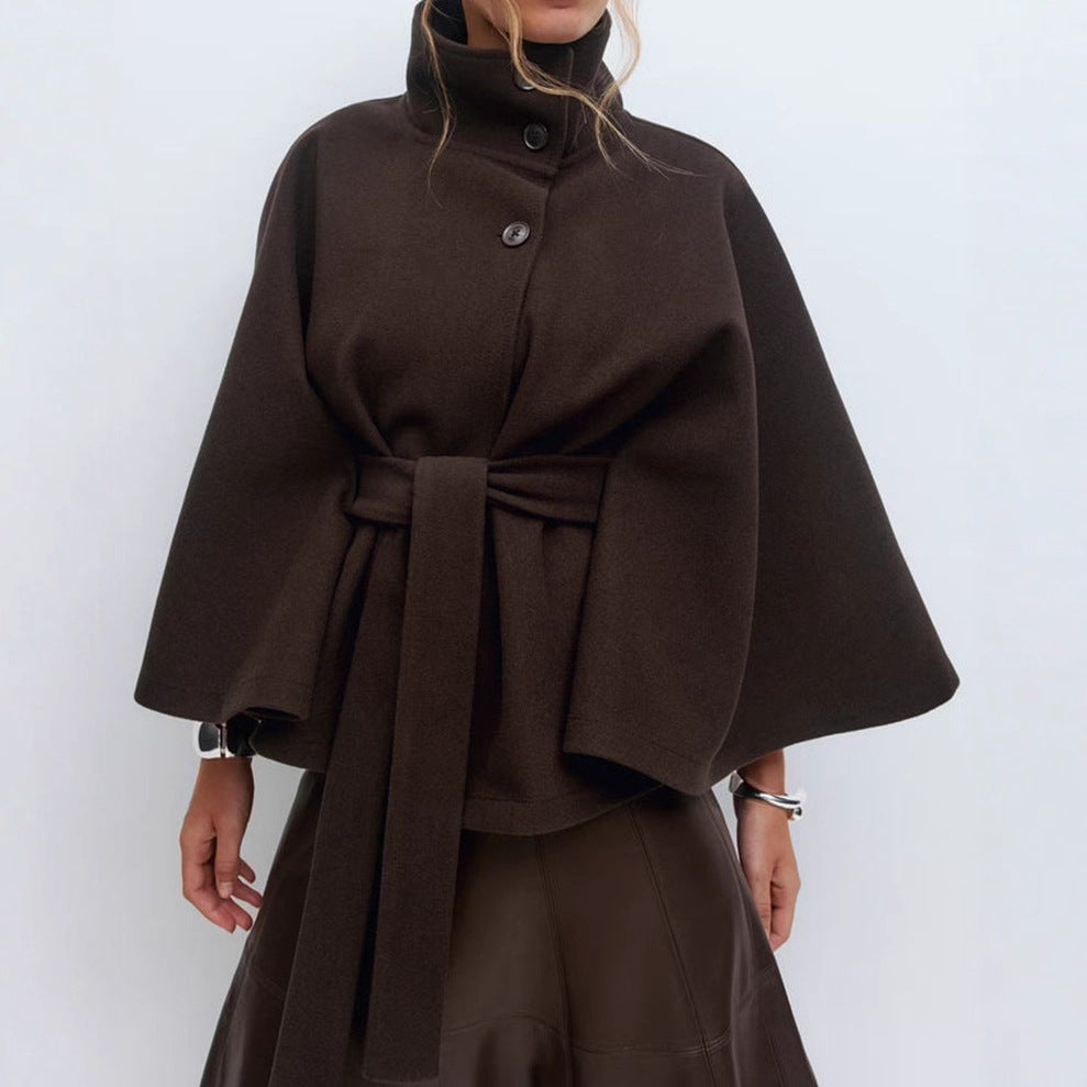 Damen Wickeljacke mit elegantem Stehkragen und weit geschnittenen Ärmeln ShopNory