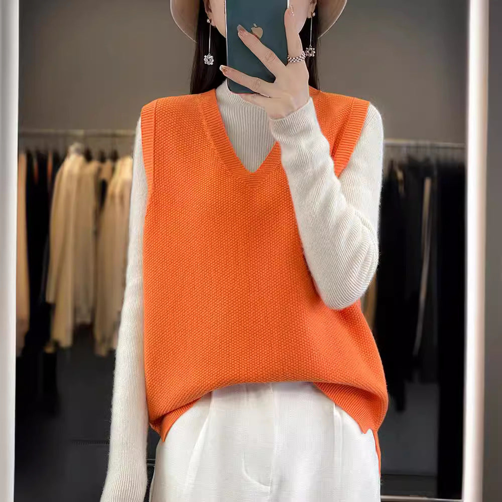 Damen Oversize Strickweste mit tiefem V‑Ausschnitt und feiner Struktur Shop Nory