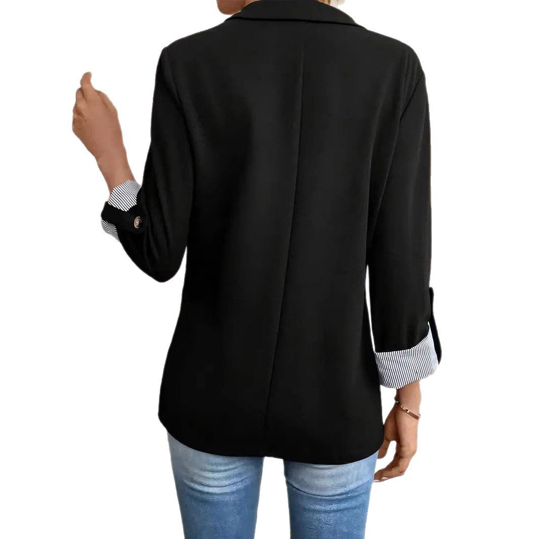 Damen Casual-Blazer mit gekrempelten Ärmeln und gestreiftem Futter Shop Nory