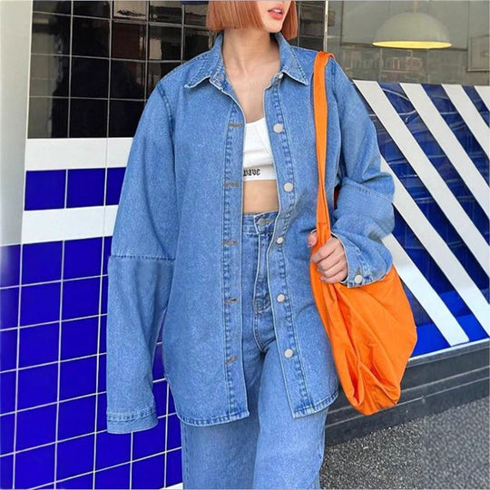 Damen Oversized Denim-Hemdjacke mit verlängertem Schnitt und kastiger Passform Shop Nory