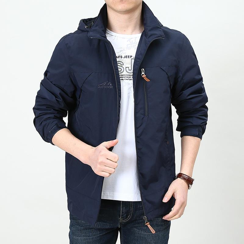 Herren Leichter winddichter Nylon-Blouson mit Stehkragen und Brustreißverschlusstasche Shop Nory