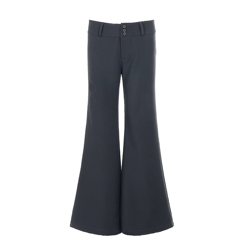 Damen nan hochtaillierte Schlaghose mit weitem Glockenbein und dekorativer Knopfleiste Shop Nory